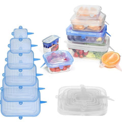6pcs Reusable Silicone Food Covers Dishwasher & Freezer Safe
