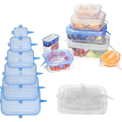 6pcs Reusable Silicone Food Covers Dishwasher & Freezer Safe