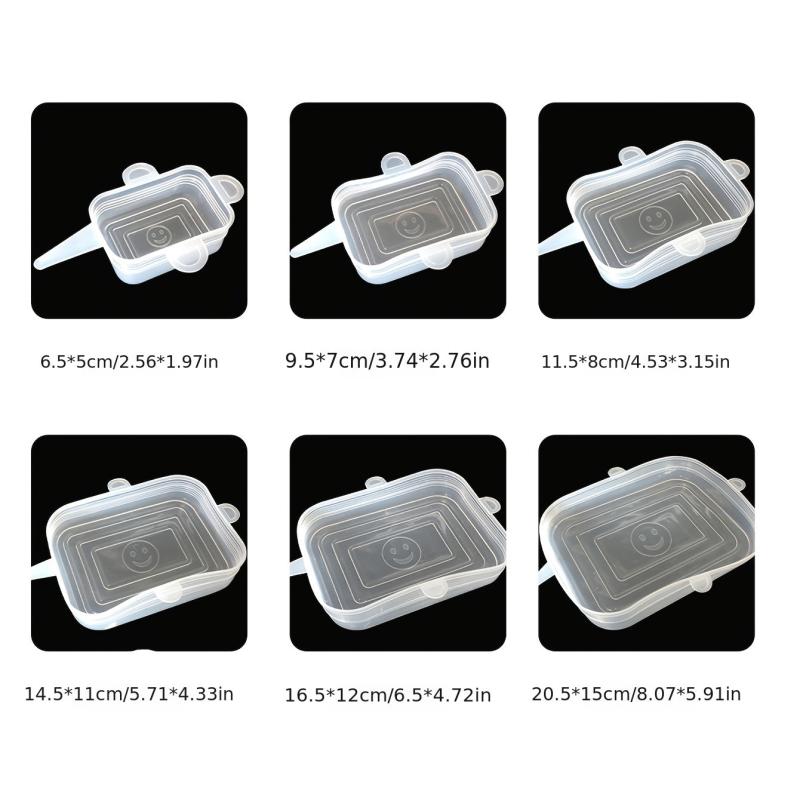 6pcs Reusable Silicone Food Covers Dishwasher & Freezer Safe