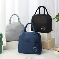 Large Capacity Insulated Lunch Box Bag Oxford Cloth Label Thermal Insulation