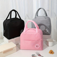 Large Capacity Insulated Lunch Box Bag Oxford Cloth Label Thermal Insulation