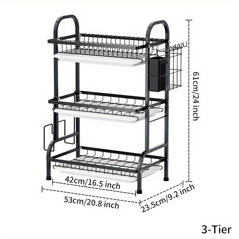3 Tier Dish Drying Rack with Drainboard Set