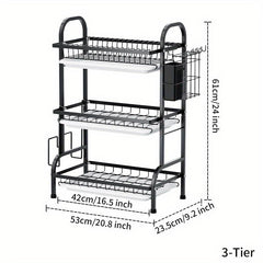 3 Tier Dish Drying Rack with Drainboard Set