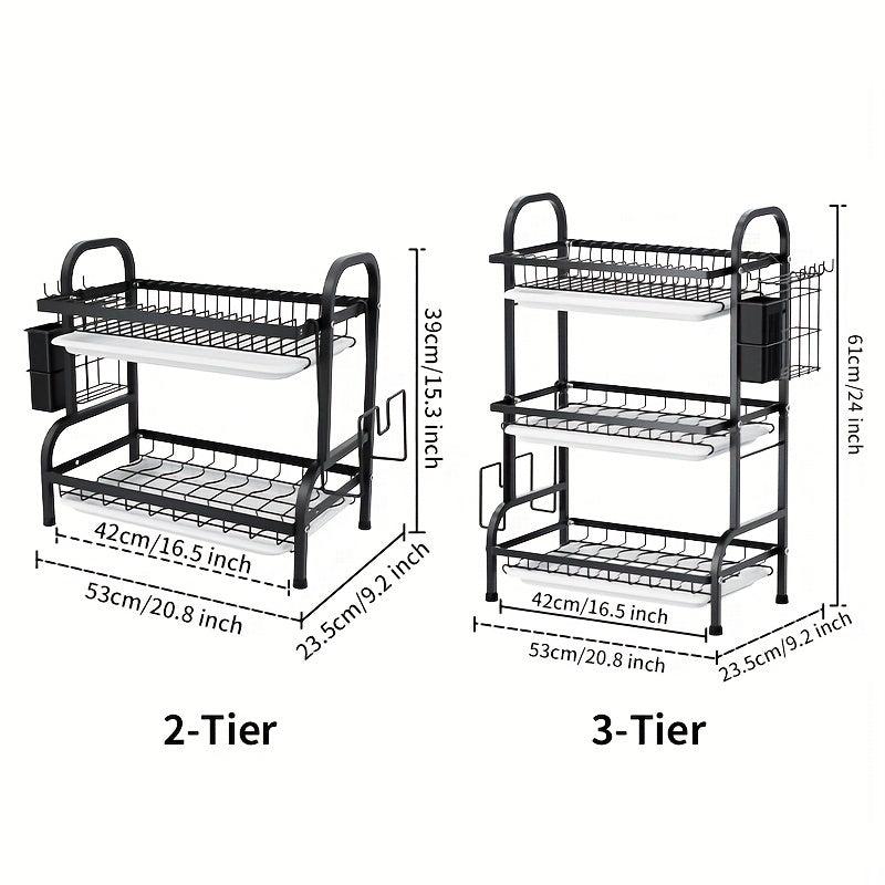 3 Tier Dish Drying Rack with Drainboard Set