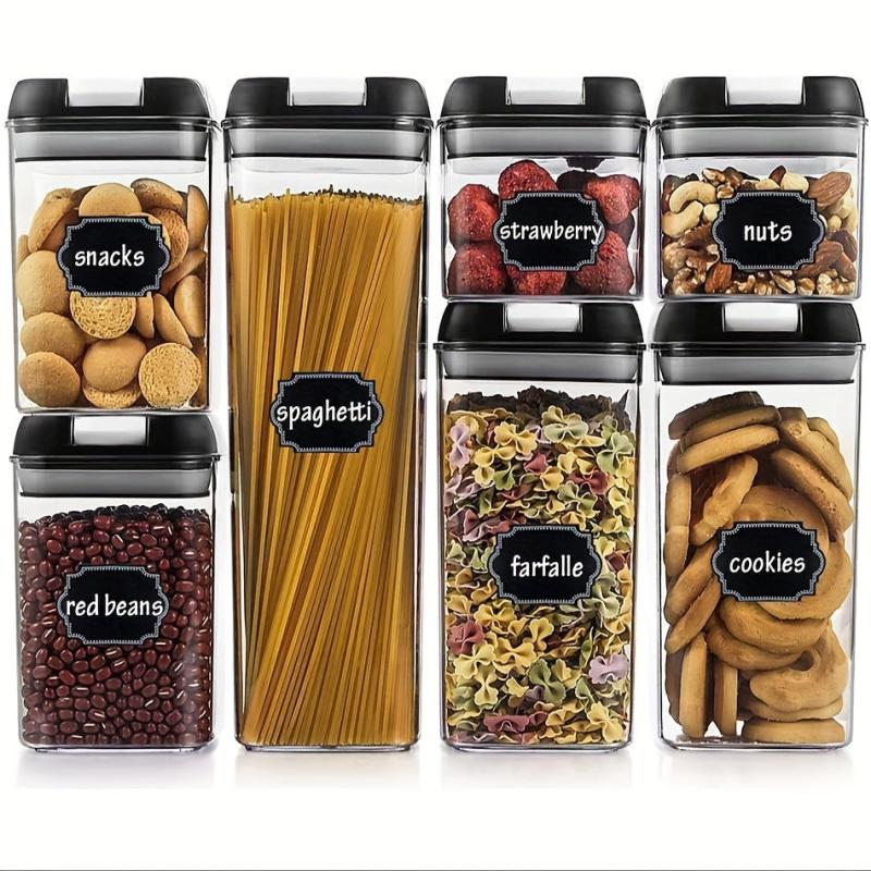 7pc Plastic Grain Container Set Sealed Food Storage For Cereal Rice Pasta Nuts
