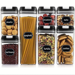 7pc Plastic Grain Container Set Sealed Food Storage For Cereal Rice Pasta Nuts