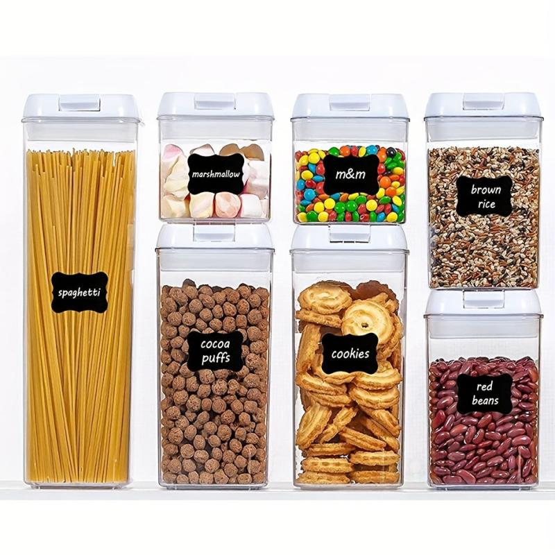 7pc Plastic Grain Container Set Sealed Food Storage For Cereal Rice Pasta Nuts