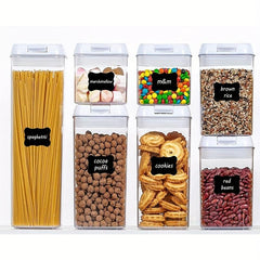 7pc Plastic Grain Container Set Sealed Food Storage For Cereal Rice Pasta Nuts