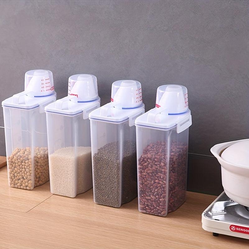 Rice Bucket With Measuring Cup Large Capacity Cereal Storage Container