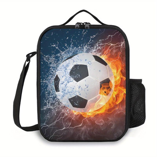 Ice Fire Football Lunch Box Insulated Durable Lunch Tote Bag