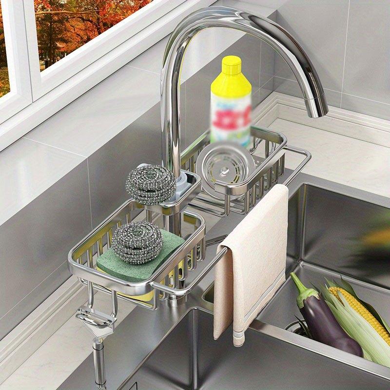 Stainless Steel Sink Caddy with Towel Rod