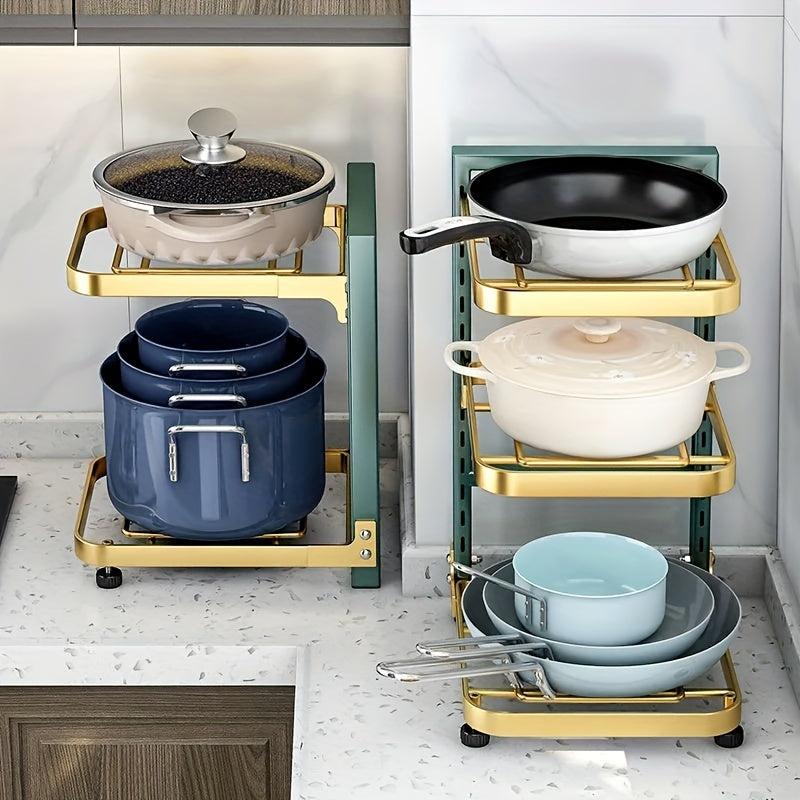 Tier Pans and Pots Storage Rack Organizer for Kitchen, Office and Pantry