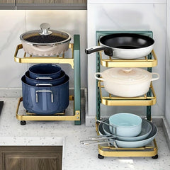 Tier Pans and Pots Storage Rack Organizer for Kitchen, Office and Pantry