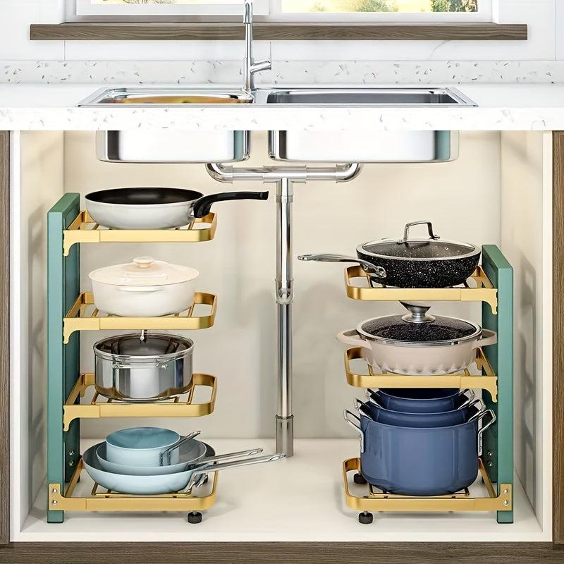 Tier Pans and Pots Storage Rack Organizer for Kitchen, Office and Pantry