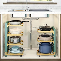 Tier Pans and Pots Storage Rack Organizer for Kitchen, Office and Pantry