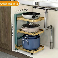 Tier Pans and Pots Storage Rack Organizer for Kitchen, Office and Pantry