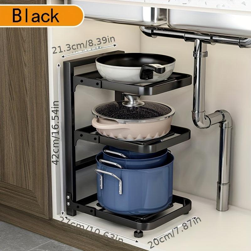 Tier Pans and Pots Storage Rack Organizer for Kitchen, Office and Pantry