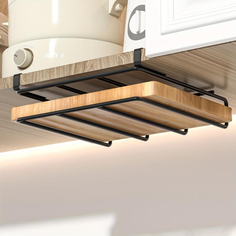 Space-Saving Kitchen Rack with Cutting Board Pot Cover & Cabinet Door Hanging