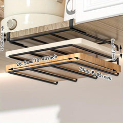 Space-Saving Kitchen Rack with Cutting Board Pot Cover & Cabinet Door Hanging