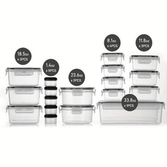 36 PCS Stackable Food Storage Containers with Airtight Lids
