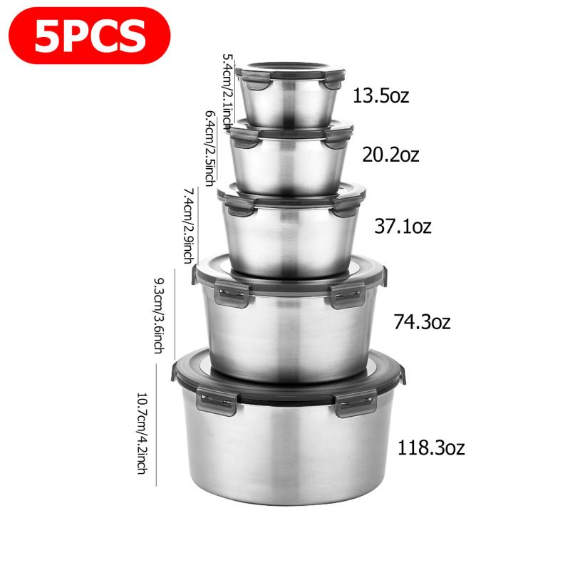 Stainless Steel Sealed Fresh Food Storage Box, Microwave Heating Lunch Box
