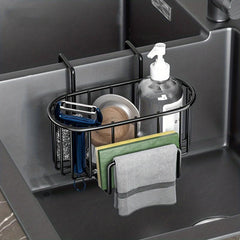 Kitchen Sink Drain Rack Bracket With Rod Sponge Holder Storage
