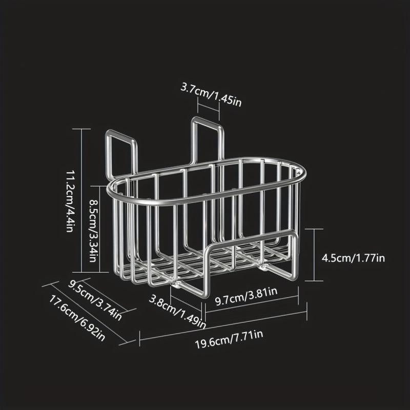 Kitchen Sink Drain Rack Bracket With Rod Sponge Holder Storage