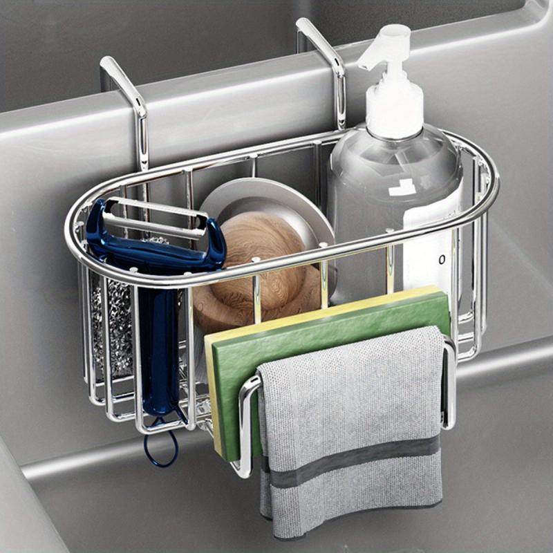 Kitchen Sink Drain Rack Bracket With Rod Sponge Holder Storage