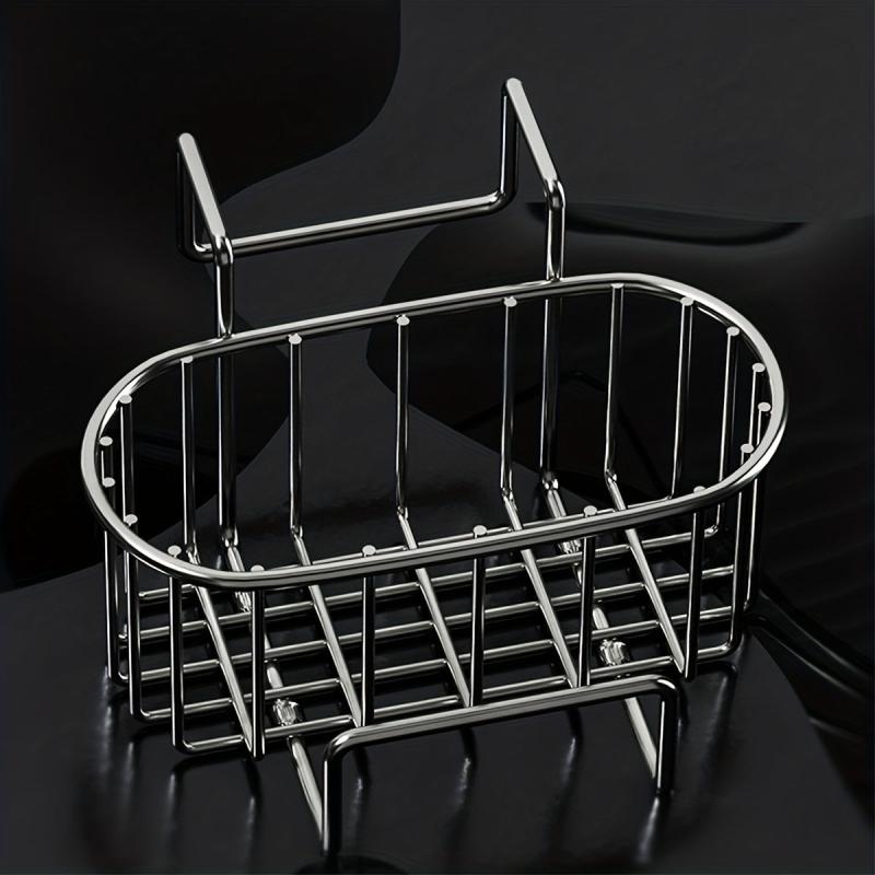 Kitchen Sink Drain Rack Bracket With Rod Sponge Holder Storage