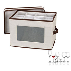 12 Piece Glassware Storage Case Hard Shell Container for Wine Glasses