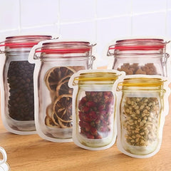 4pcs Leakproof Mason Jar Zipper Bag Food Storage Snacks Candy Cookies