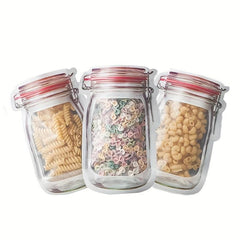 4pcs Leakproof Mason Jar Zipper Bag Food Storage Snacks Candy Cookies
