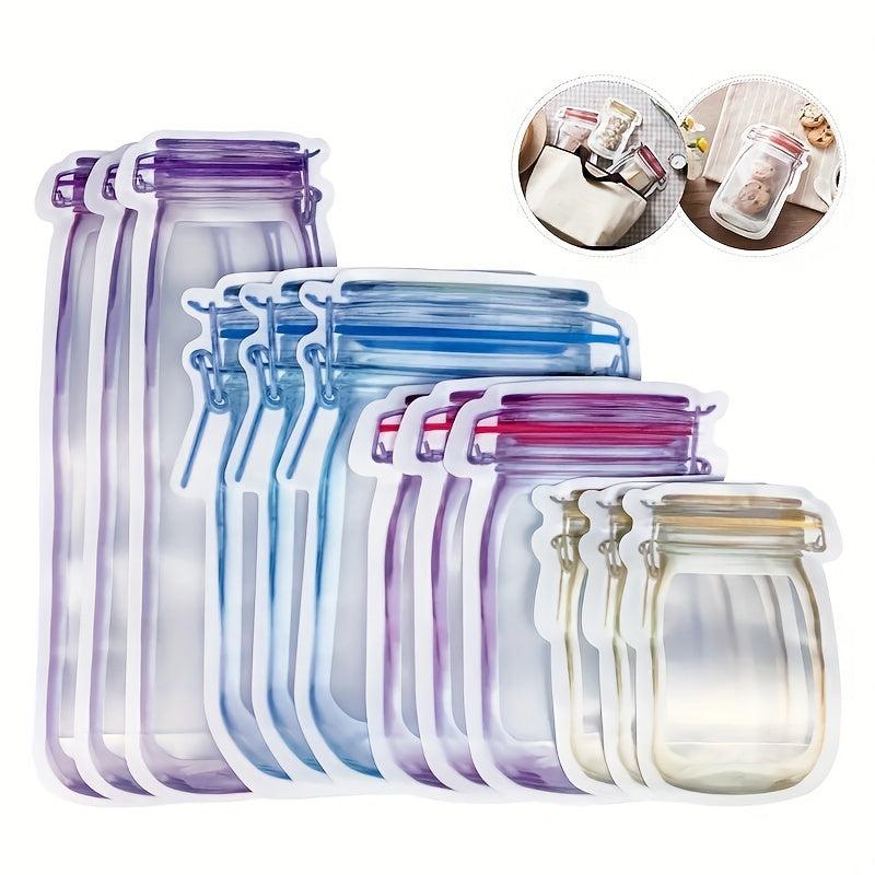 4pcs Leakproof Mason Jar Zipper Bag Food Storage Snacks Candy Cookies