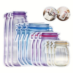 4pcs Leakproof Mason Jar Zipper Bag Food Storage Snacks Candy Cookies