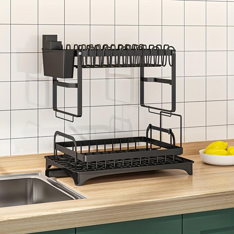 Foldable Dish Storage Rack with Chopstick Tube