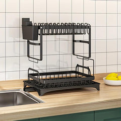 Foldable Dish Storage Rack with Chopstick Tube