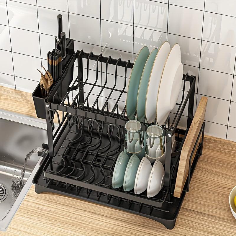 Foldable Dish Storage Rack with Chopstick Tube