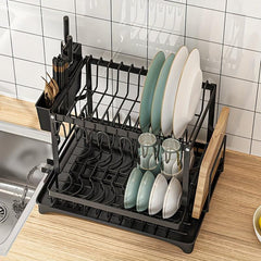 Foldable Dish Storage Rack with Chopstick Tube