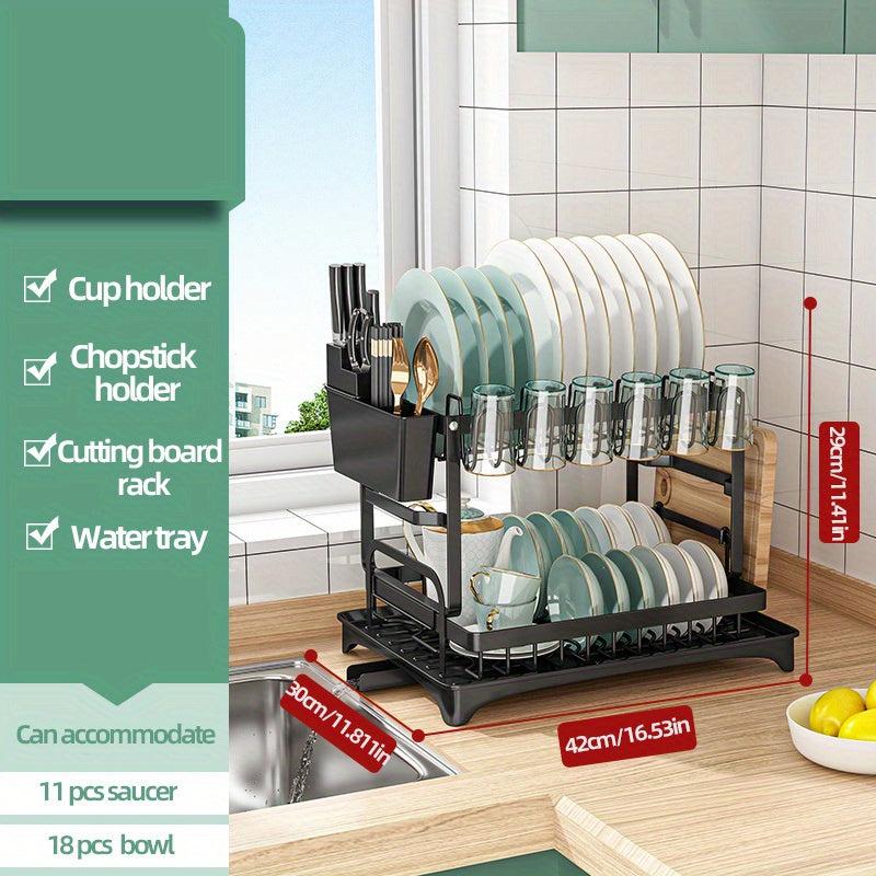 Foldable Dish Storage Rack with Chopstick Tube