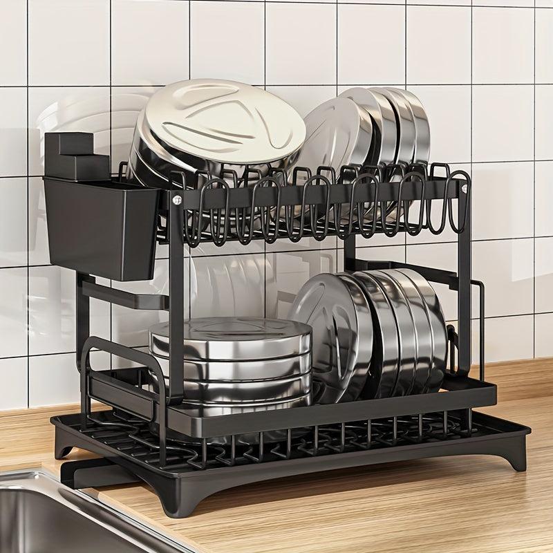 Foldable Dish Storage Rack with Chopstick Tube
