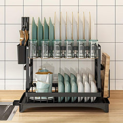 Foldable Dish Storage Rack with Chopstick Tube