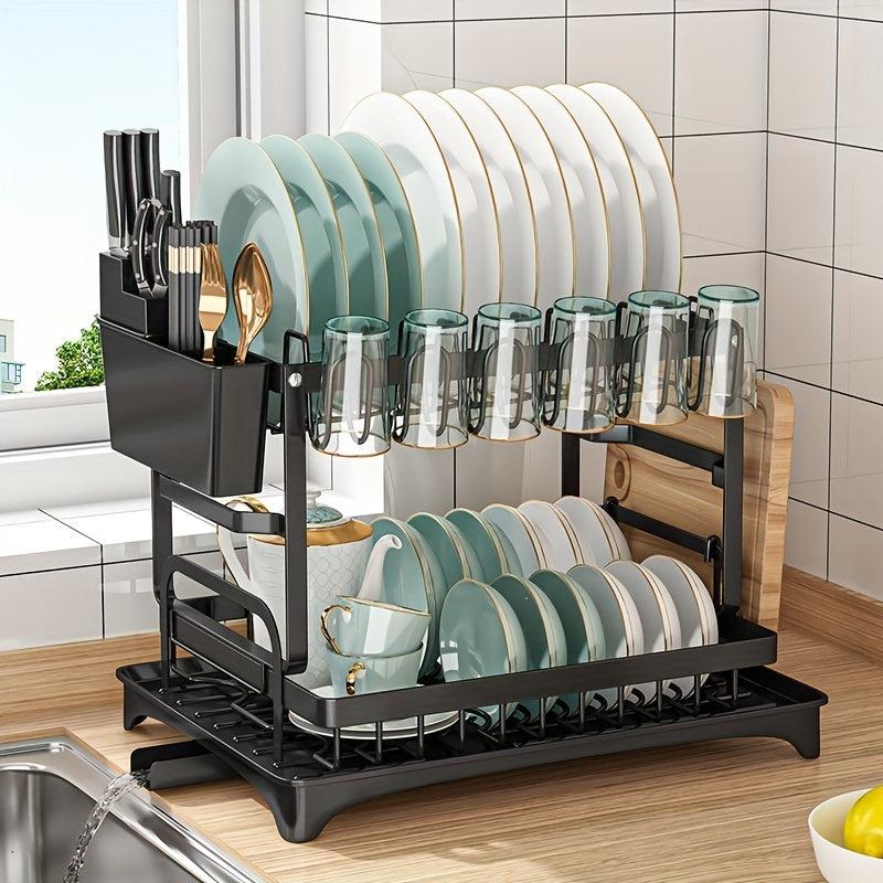 Foldable Dish Storage Rack with Chopstick Tube