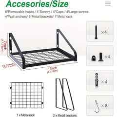 Hanging Pot Rack Wall Mounted Organizer with 8 Hooks