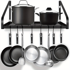 Hanging Pot Rack Wall Mounted Organizer with 8 Hooks