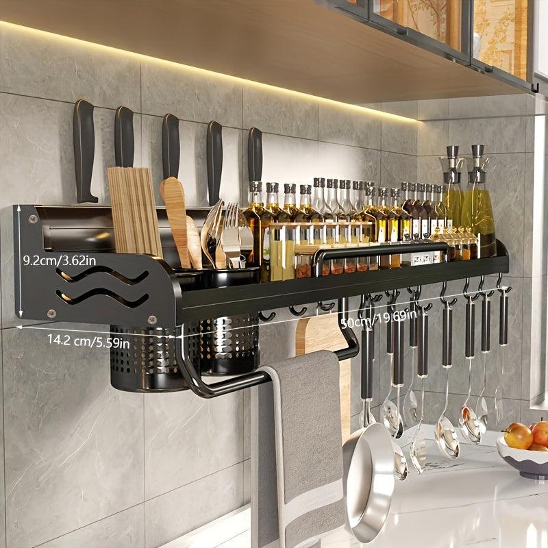 Wall Mounted Spice Rack Aluminum Hanging Storage Kitchen Organizer