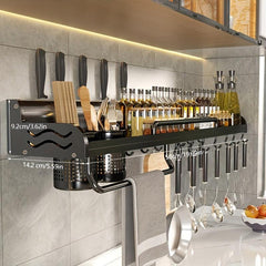 Wall Mounted Spice Rack Aluminum Hanging Storage Kitchen Organizer
