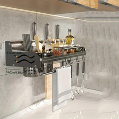 Wall Mounted Spice Rack Aluminum Hanging Storage Kitchen Organizer