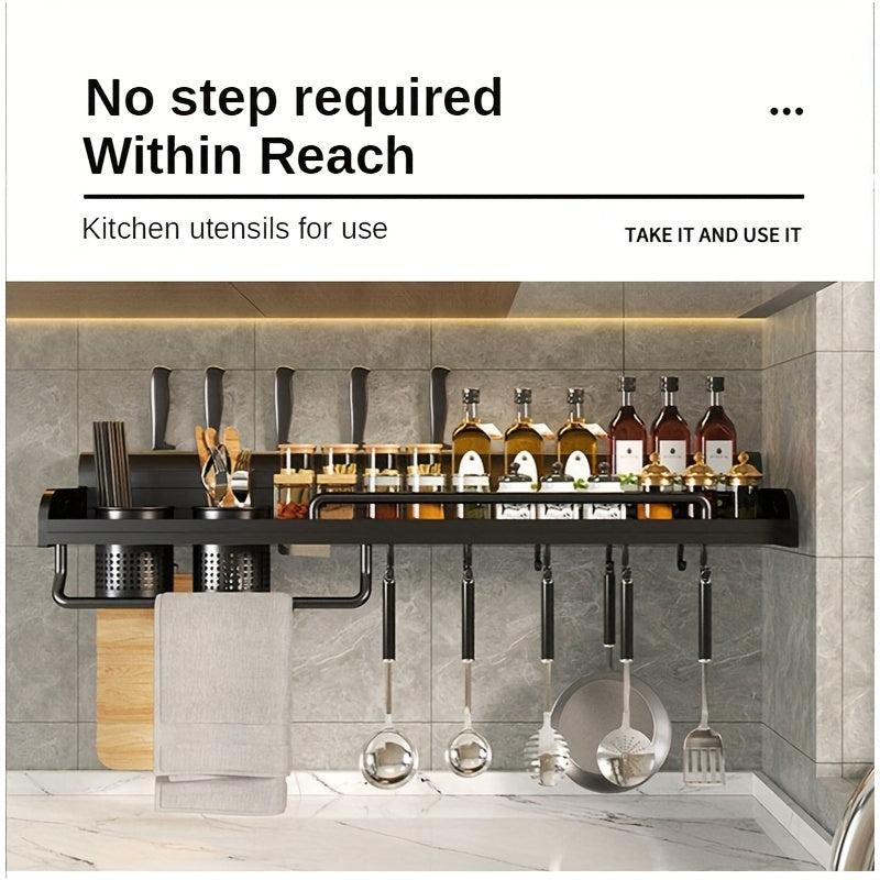 Wall Mounted Spice Rack Aluminum Hanging Storage Kitchen Organizer