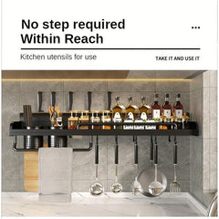 Wall Mounted Spice Rack Aluminum Hanging Storage Kitchen Organizer
