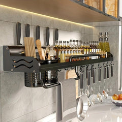 Wall Mounted Spice Rack Aluminum Hanging Storage Kitchen Organizer